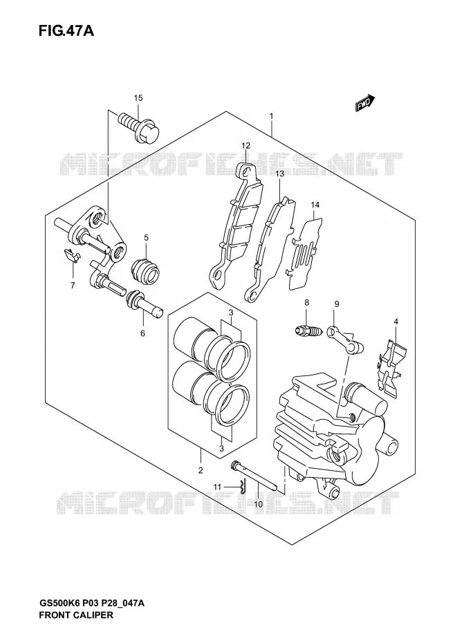 ETRIER DE FREIN AVANT (MODELE K4/K5/K6) Suzuki MOTO 500 GS-E 2005  GS500K5(P3)