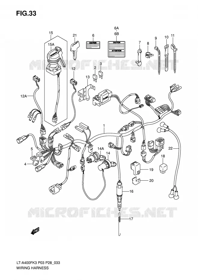 FAISCEAU ELECTRIQUE Suzuki QUAD 400 EIGER 2011  LT-A400FK6(P3/P28)