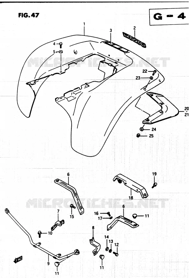GARDE BOUE ARRIERE (MODELE G) Suzuki QUAD 250 QUADRUNNER 1987  LT250EFF(F/2/G)