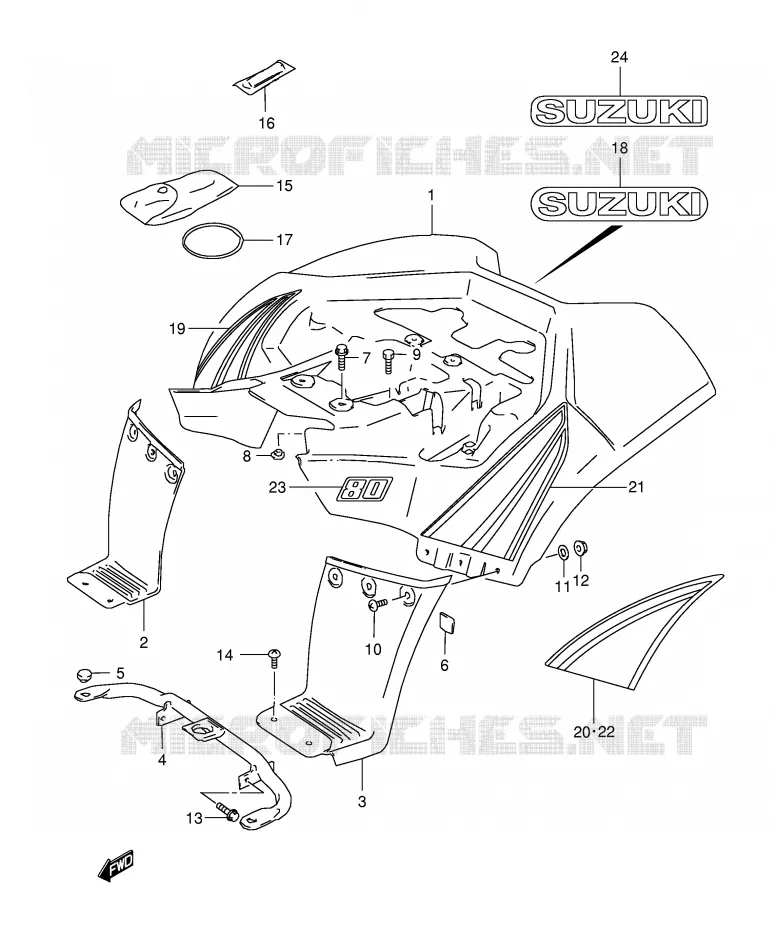 GARDE BOUE ARRIERE (MODELE K2/K3) Suzuki QUAD 80 QUADSPORT 2003  LT80K3(P1)