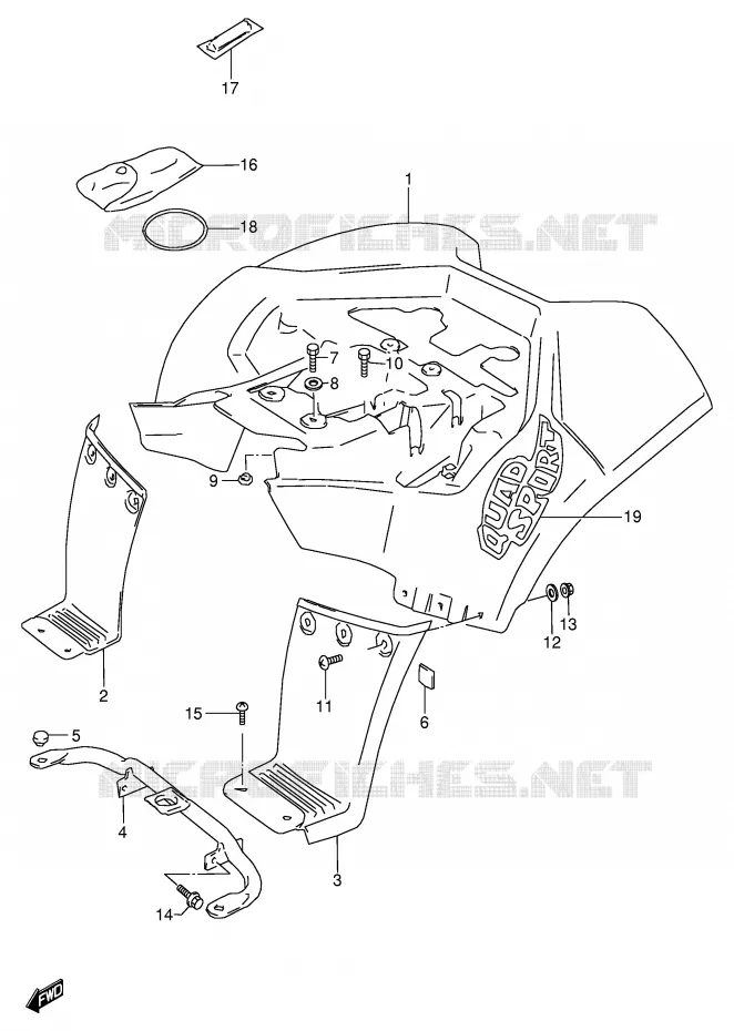 GARDE BOUE ARRIERE Suzuki QUAD 80 QUADSPORT 1998  LT80W(P3/P28)