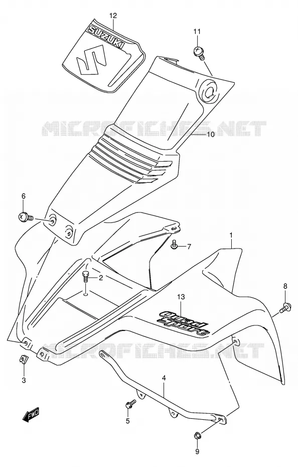 GARDE BOUE AVANT (MODELE K2/K3/K4) Suzuki QUAD 80 QUADSPORT 2003  LT80K3(P3/P28)