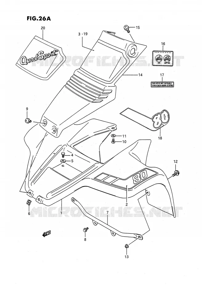GARDE BOUE AVANT (MODELE M/N/P/R) Suzuki QUAD 80 QUADSPORT 1992  LT80N(P1)