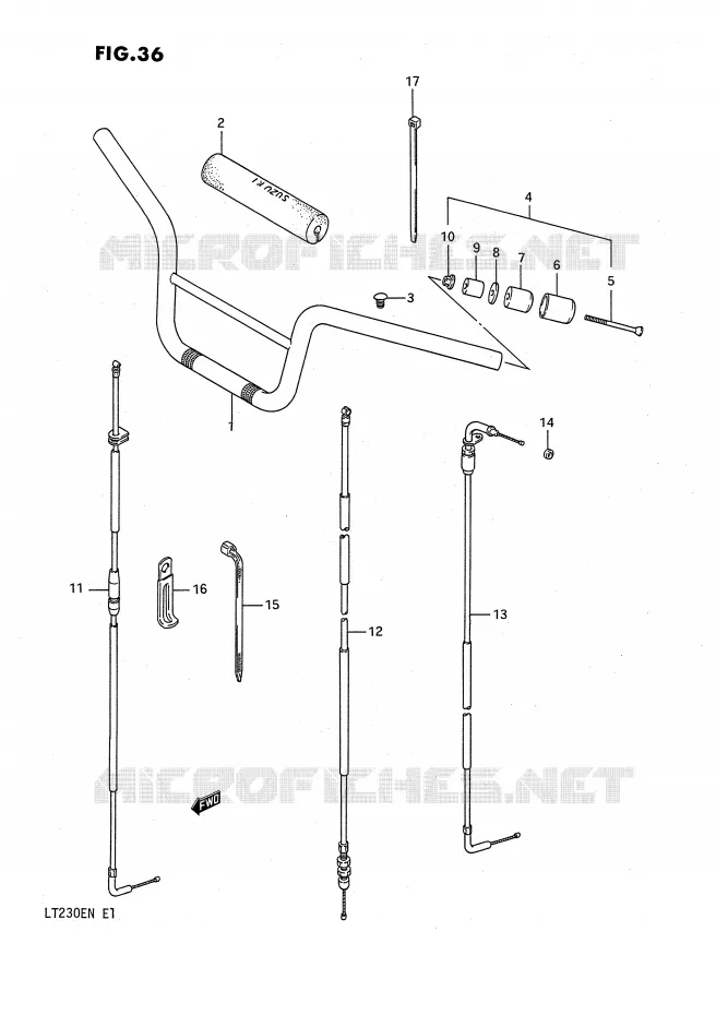 GUIDON - CABLES Suzuki QUAD 230 QUADSPORT 1991  LT230EM(E1)