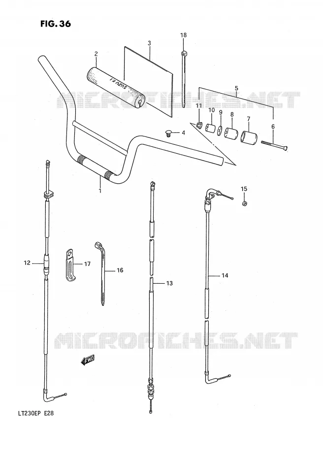 GUIDON - CABLES Suzuki QUAD 230 QUADSPORT 1991  LT230EM(E28)