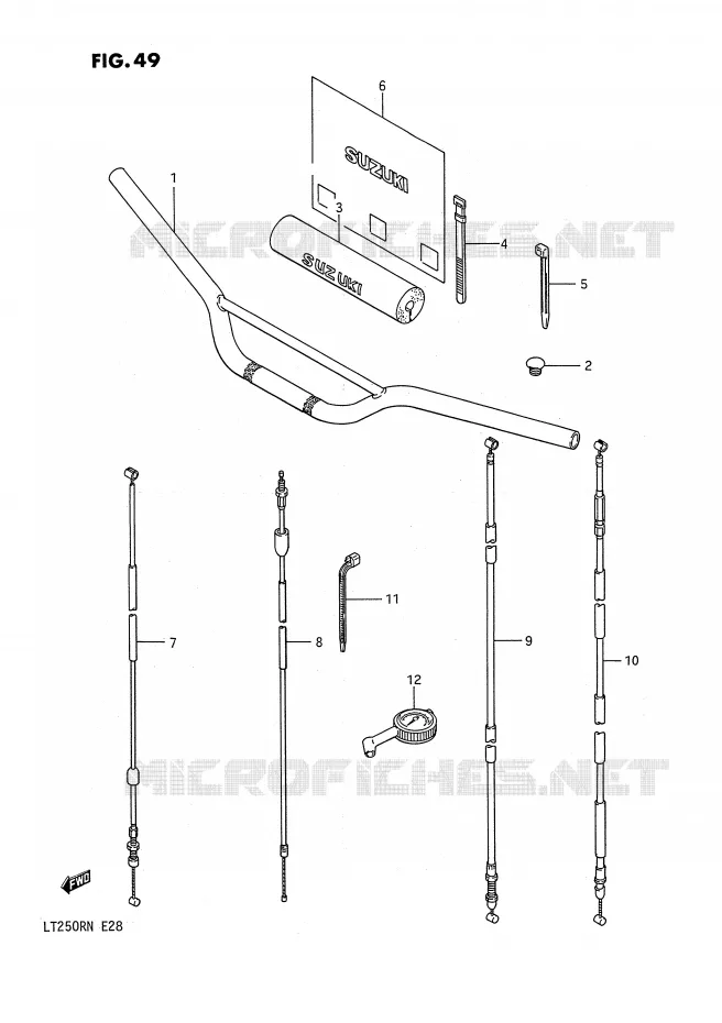GUIDON - CABLES Suzuki QUAD 250 QUADRACER 1989  LT250RK(E28)