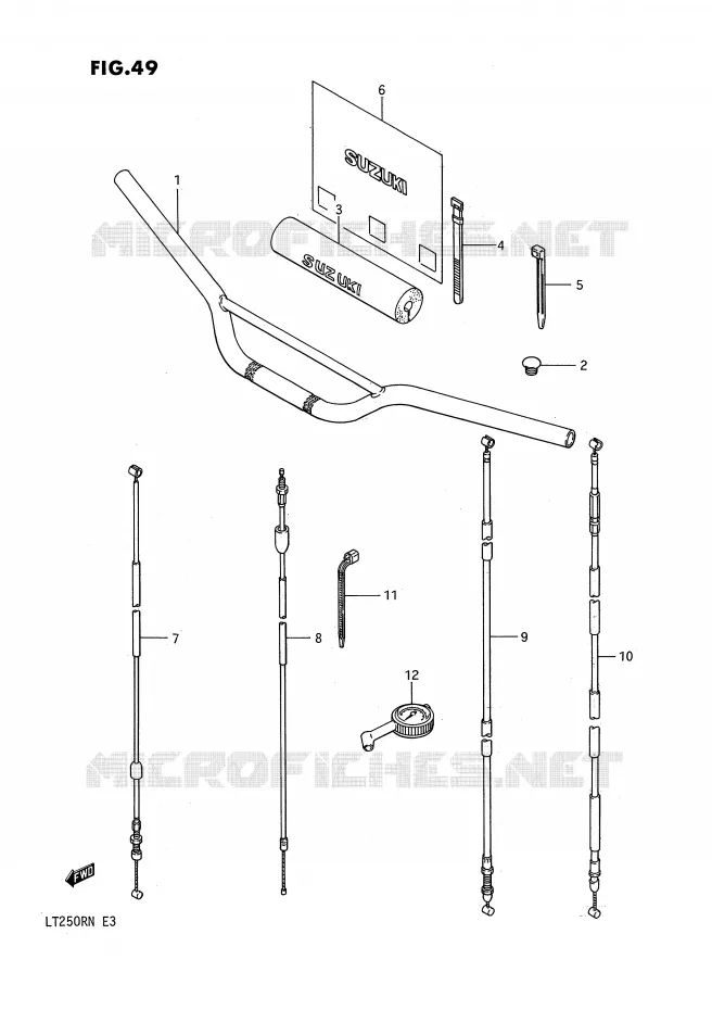 GUIDON - CABLES Suzuki QUAD 250 QUADRACER 1989  LT250RK(E3)