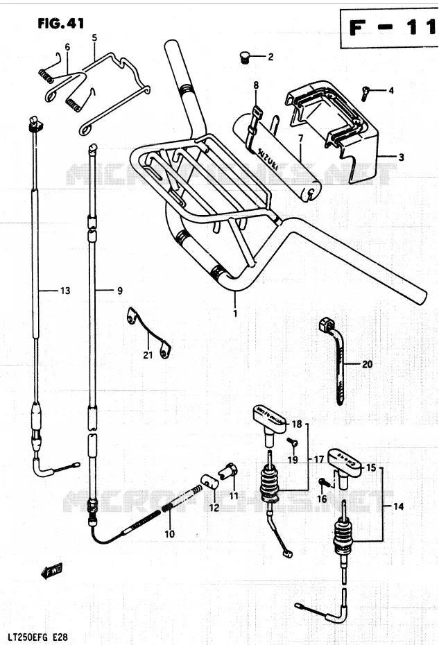GUIDON - CABLES Suzuki QUAD 250 QUADRUNNER 1985  LT250EF(F/2/G)