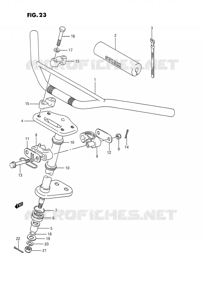 GUIDON - COLONNE DE DIRECTION Suzuki QUAD 80 QUADSPORT 1989  LT80K(P1)