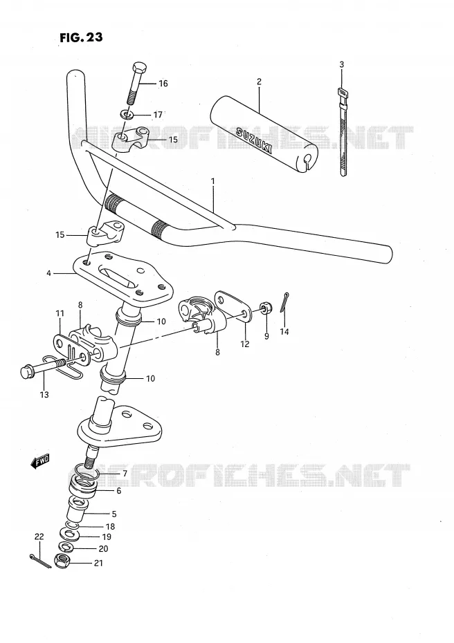 GUIDON - COLONNE DE DIRECTION Suzuki QUAD 80 QUADSPORT 1992  LT80N(P3)