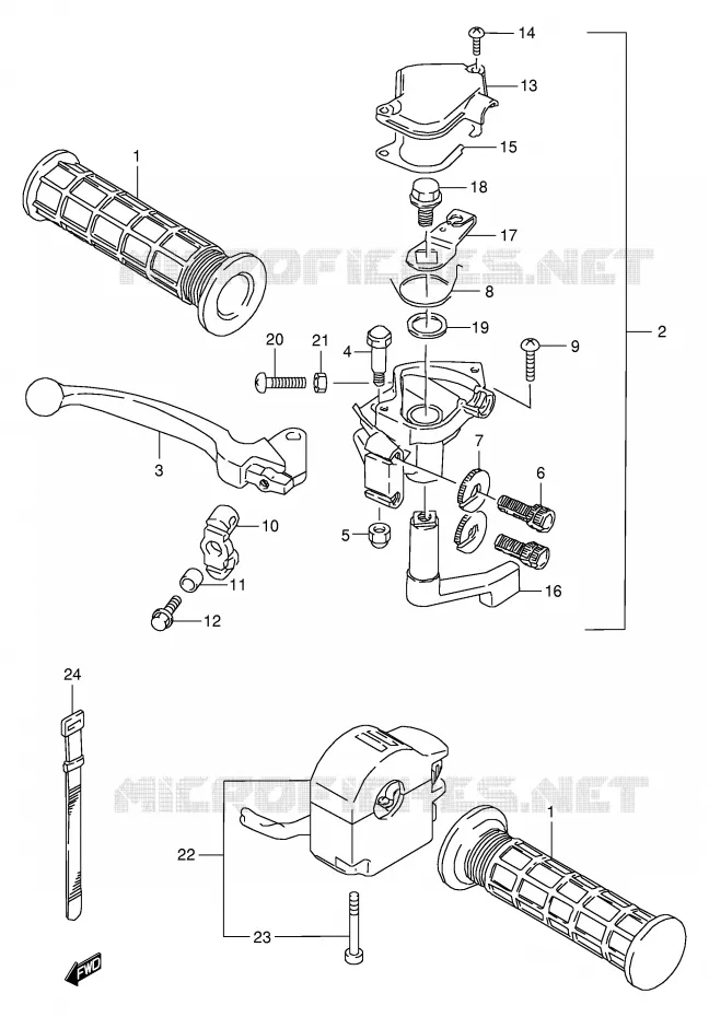 LEVIER DE FREIN AVANT Suzuki QUAD 80 QUADSPORT 2002  LT80K2(P1)