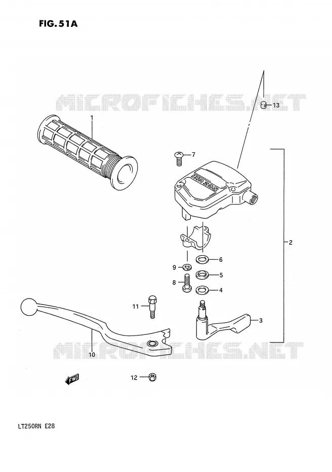 LEVIER DE FREIN (MODELE M/N) Suzuki QUAD 250 QUADRACER 1985  LT250RF(E28)