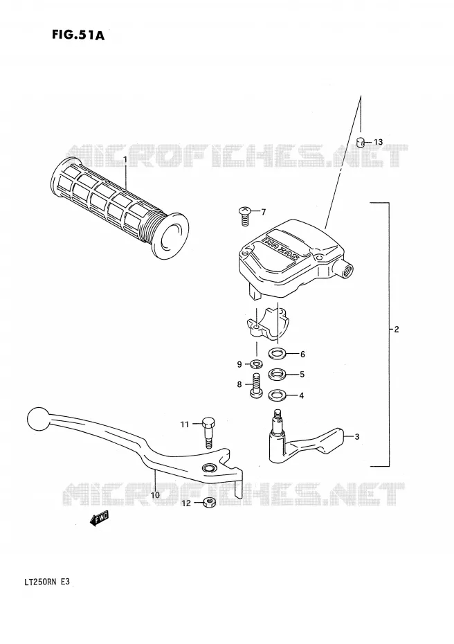LEVIER DE FREIN (MODELE M/N) Suzuki QUAD 250 QUADRACER 1986  LT250RG(E3)