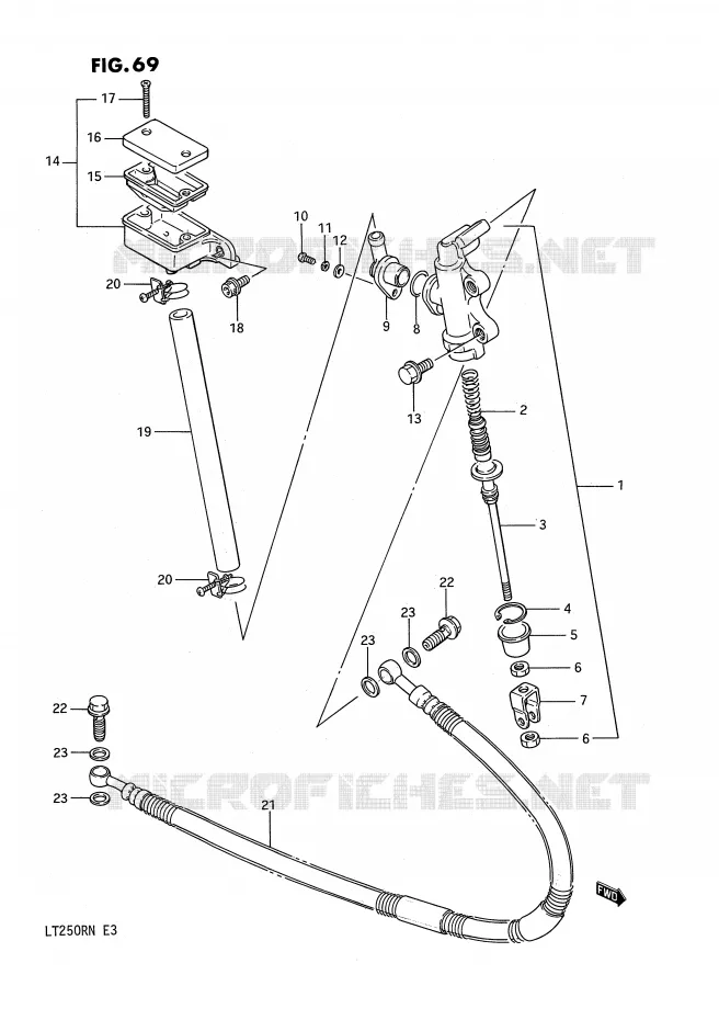 MAITRE CYLINDRE ARRIERE (MODELE F) Suzuki QUAD 250 QUADRACER 1987  LT250RH(E3)
