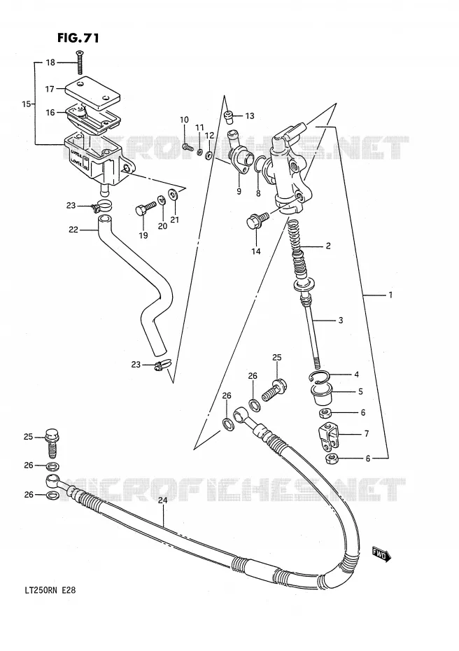 MAITRE CYLINDRE ARRIERE (MODELE H/J/K/L) Suzuki QUAD 250 QUADRACER 1988  LT250RJ(E28)