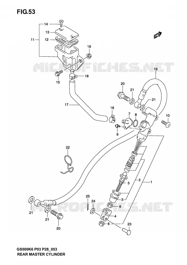 MAITRE CYLINDRE ARRIERE (MODELE K3) Suzuki MOTO 500 GS-F 2004  GS500FK4(P3)