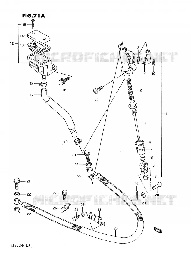 MAITRE CYLINDRE ARRIERE (MODELE M/N) Suzuki QUAD 250 QUADRACER 1992  LT250RN(E3)