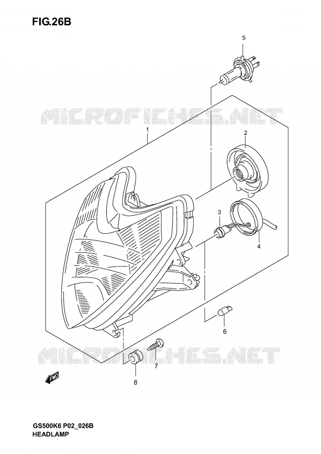PHARE (GS500FK4/K5/K6/FUK4/K5/K6 P2, P19, P54) Suzuki MOTO 500 GS-E 2006  GS500K6(P19)