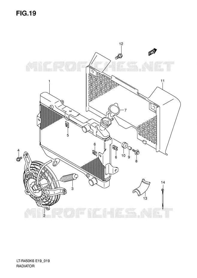 RADIATEUR Suzuki QUAD 450 QUADRACER 2010  LT-R450ZL0(E19)