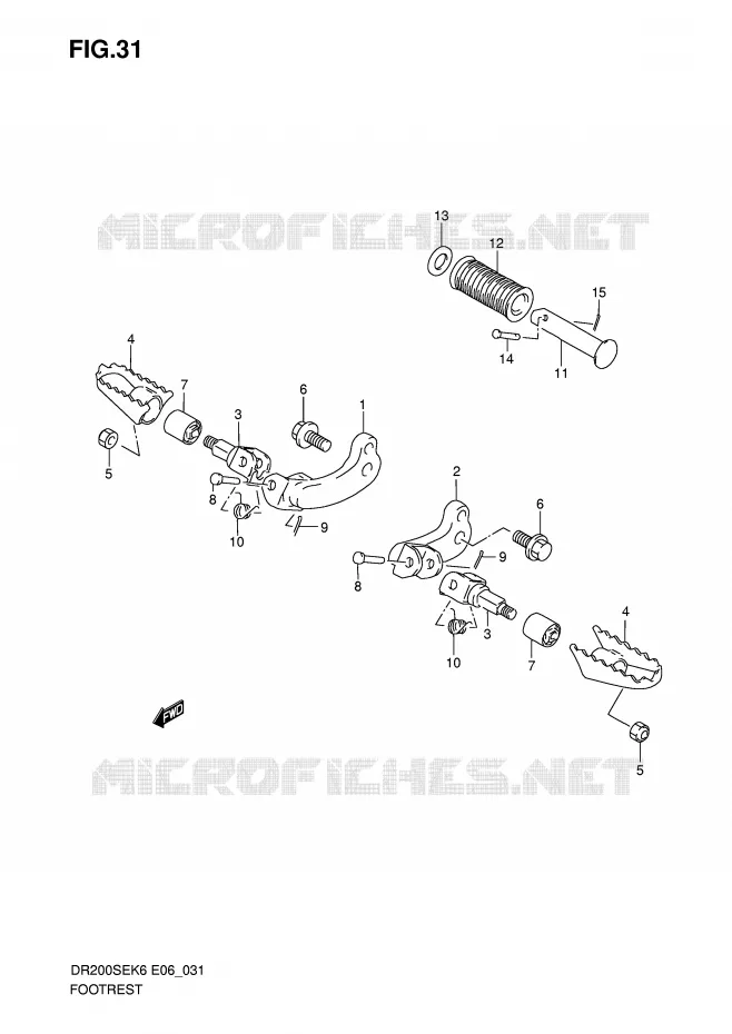 REPOSE PIED (E6) Suzuki MOTO 200 DR 2008  DR200SEK8(E6)