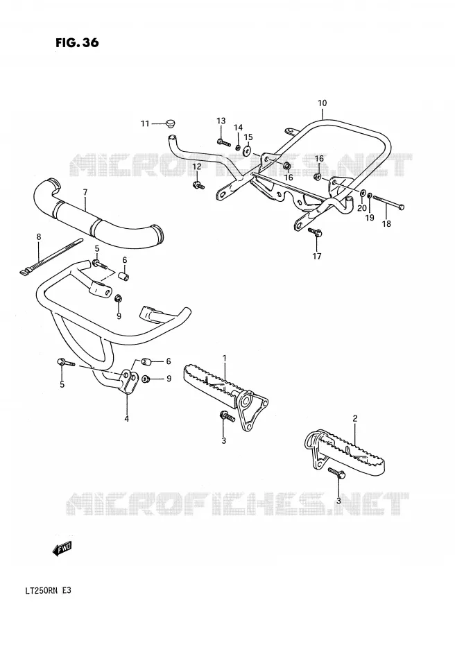 REPOSE PIED (MODELE F/G) Suzuki QUAD 250 QUADRACER 1991  LT250RM(E3)
