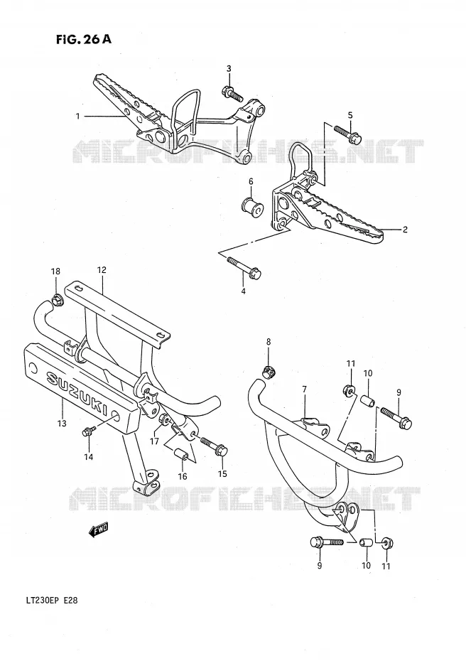 REPOSE PIED (MODELE K/L/M/N/P) Suzuki QUAD 230 QUADSPORT 1991  LT230EM(E28)