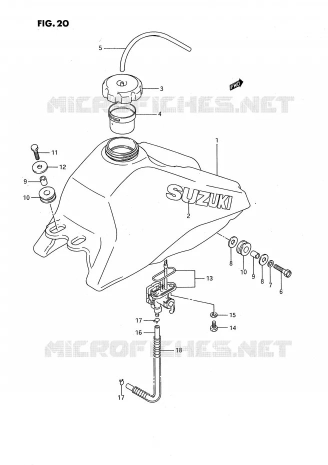 RESERVOIR D'ESSENCE Suzuki QUAD 80 QUADSPORT 1990  LT80L(P3)