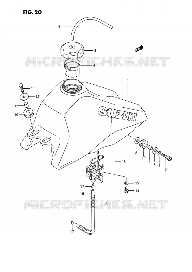 RESERVOIR D'ESSENCE Suzuki QUAD 80 QUADSPORT 1994  LT80R(P1)