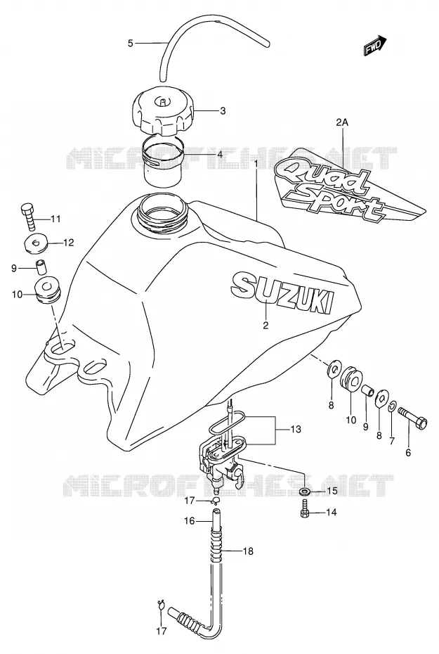 RESERVOIR D'ESSENCE Suzuki QUAD 80 QUADSPORT 1996  LT80T(P3/P28)