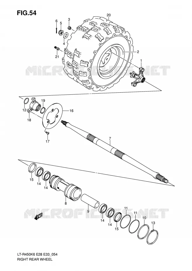 ROUE ARRIERE DROITE (MODEL K6/K7) Suzuki QUAD 450 QUADRACER 2007  LT-R450K7(E28/E33)