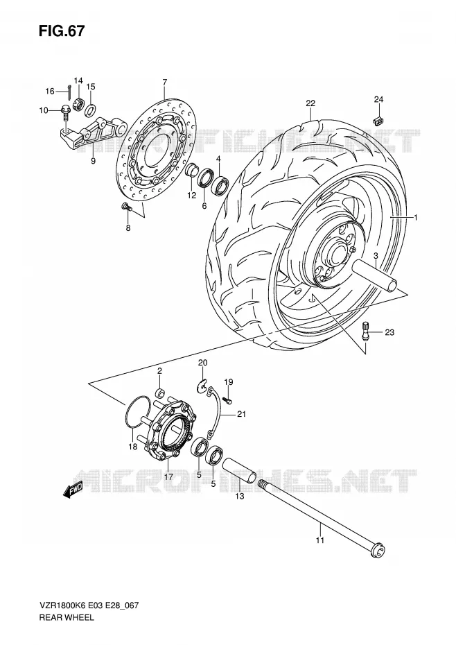 ROUE ARRIERE (MODEL K6/K7) Suzuki MOTO 1800 INTRUDER 2008  VZR1800K8(E3/E28)