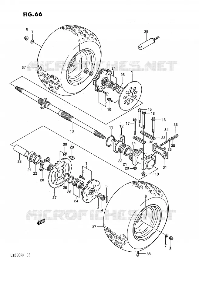 ROUE ARRIERE (MODELE H/J/K/L/M/N) Suzuki QUAD 250 QUADRACER 1991  LT250RM(E3)