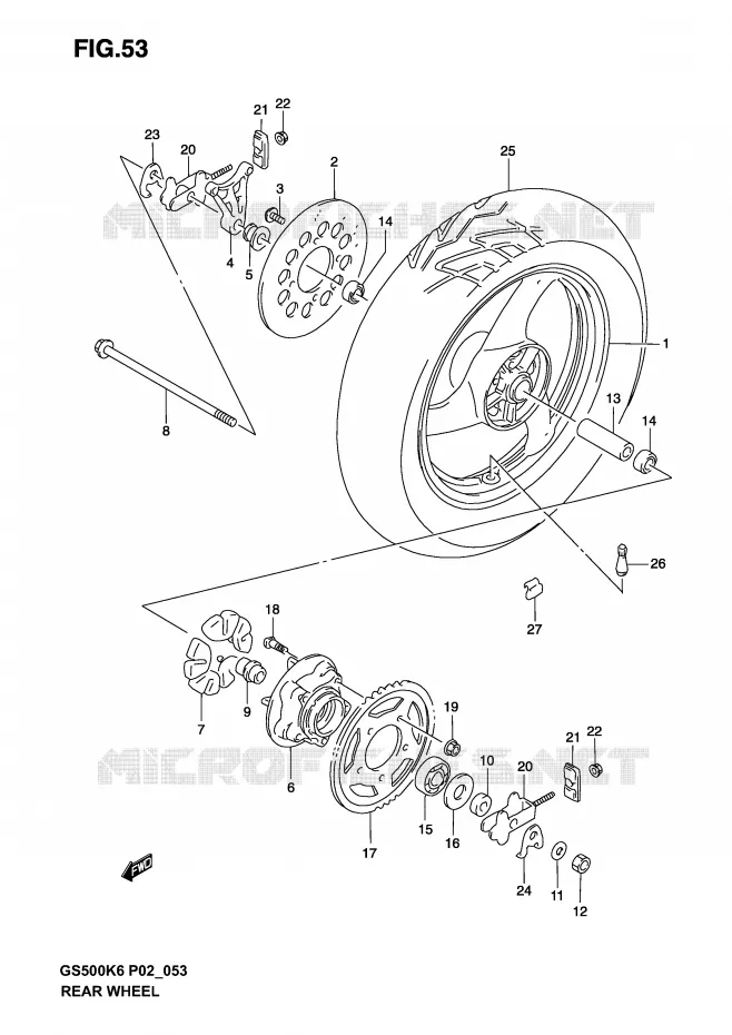 ROUE ARRIERE Suzuki MOTO 500 GS-E 2006  GS500UK6(P19)