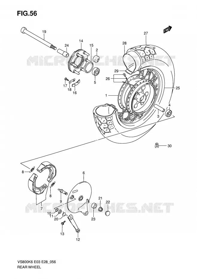 ROUE ARRIERE Suzuki MOTO 800 INTRUDER 2006  VS800K6(E3/E28)