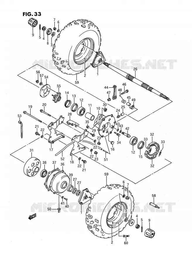 ROUE ARRIERE Suzuki QUAD 80 QUADSPORT 1993  LT80P(P28)