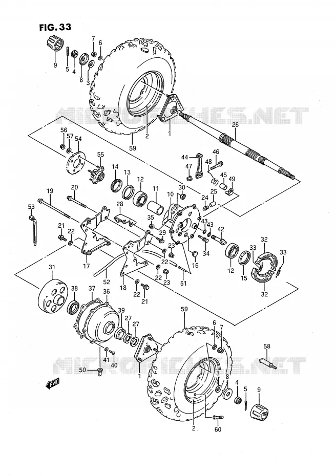 ROUE ARRIERE Suzuki QUAD 80 QUADSPORT 1993  LT80P(P3)