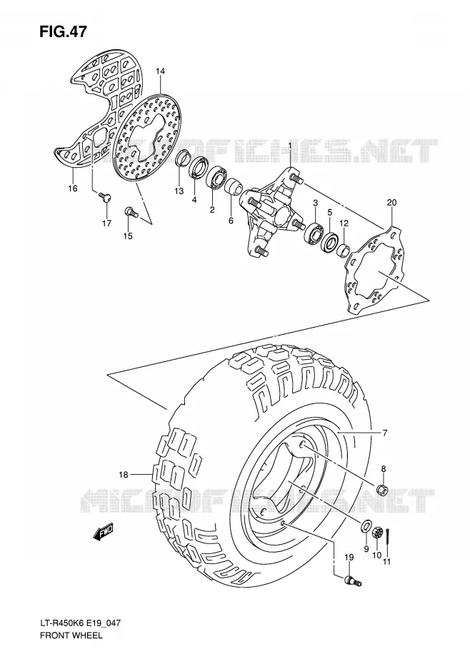 ROUE AVANT Suzuki QUAD 450 QUADRACER 2010  LT-R450L0(E19)