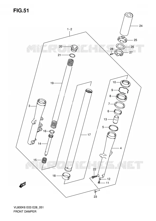 AMORTISSEUR AVANT Suzuki MOTO 800 VOLUSIA 2007  VL800TK7(E3/E28)