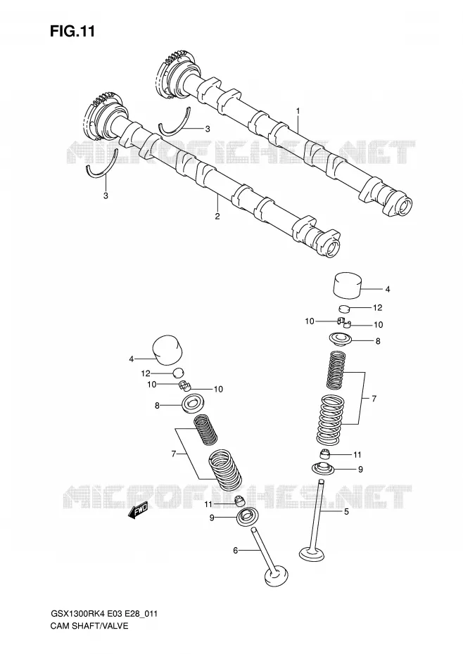 ARBRE A CAMES - SOUPAPES Suzuki MOTO 1300 HAYABUSA 2004  GSX1300RZK4(E3/E28)