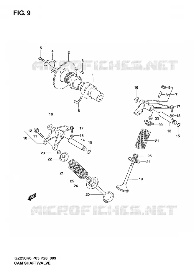 ARBRE A CAMES - SOUPAPES Suzuki MOTO 250 MARAUDER 2006  GZ250K6(P3)