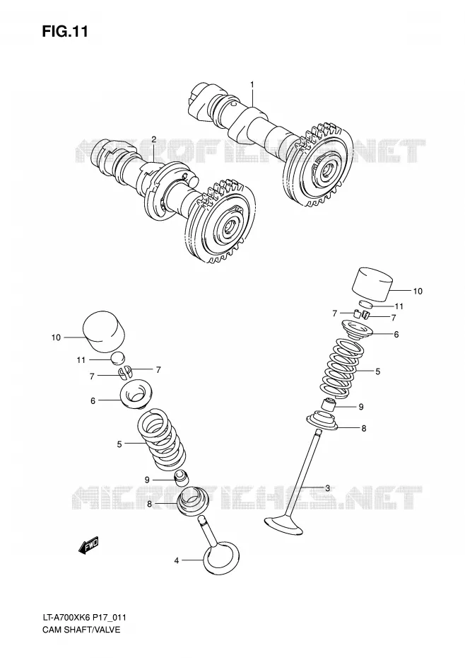 ARBRE A CAMES - SOUPAPES Suzuki QUAD 700 KINGQUAD 2006  LT-A700XK6(P17)