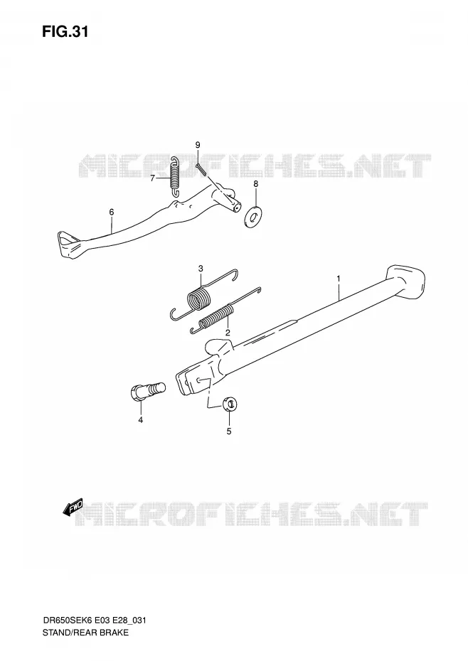 BEQUILLE - PEDALE DE FREIN ARRIERE Suzuki MOTO 650 DR 2008  DR650SEK8(E3/E28)