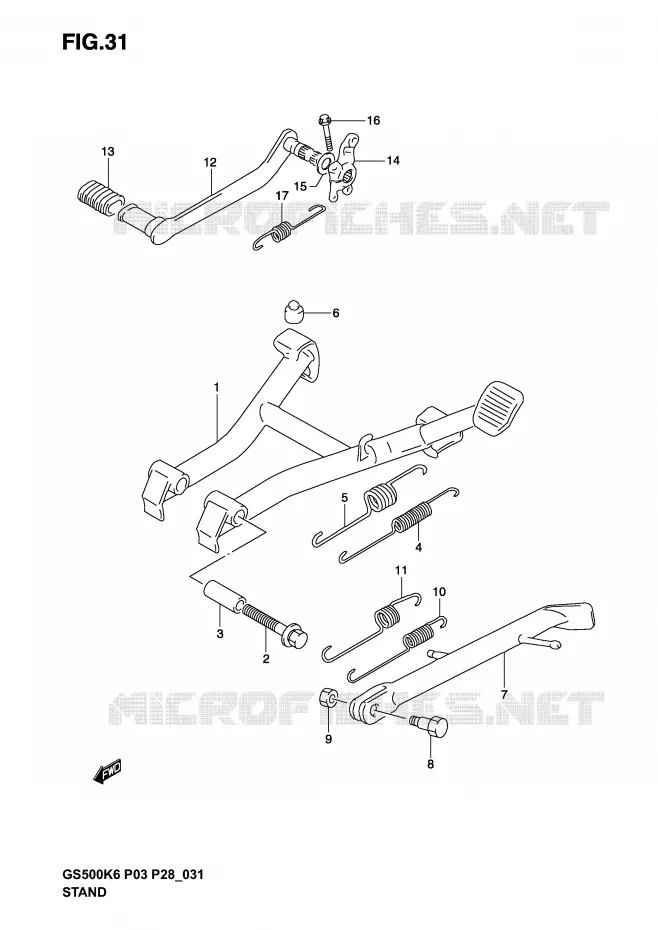 BEQUILLE (MODELE K3) Suzuki MOTO 500 GS-E 2004  GS500K4(P3)