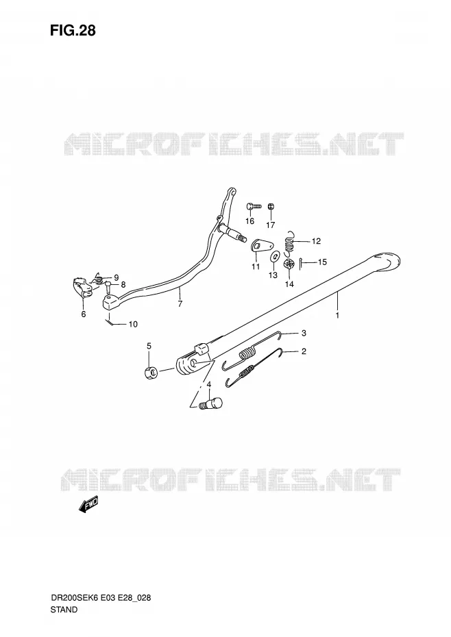 BEQUILLE Suzuki MOTO 200 DR 2006  DR200SEK6(E3/E28)