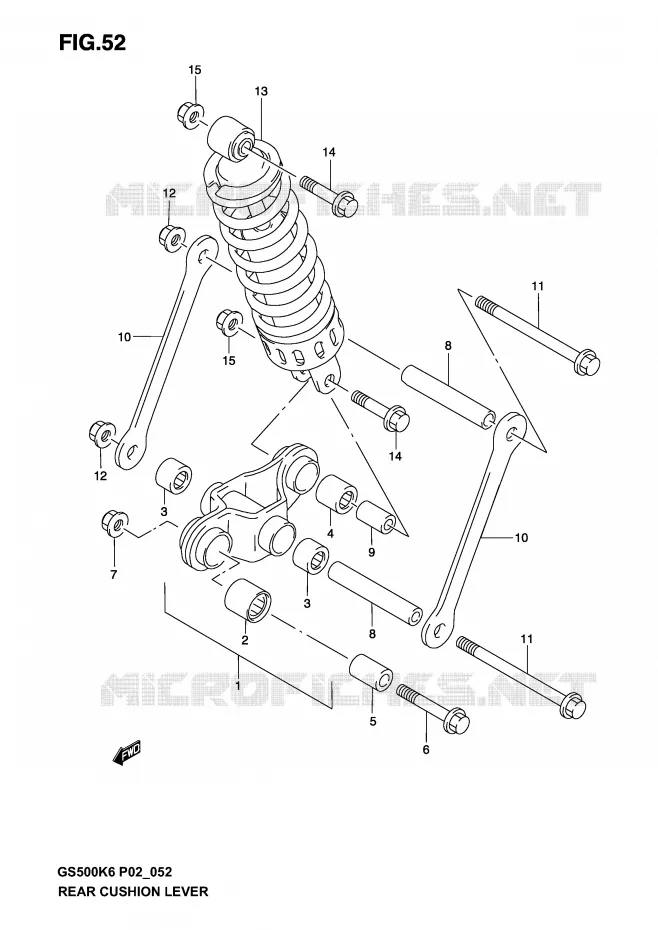 BIELLETTE D'AMORTISSEUR (MODELE K3) Suzuki MOTO 500 GS-E 2006  GS500K6(P19)