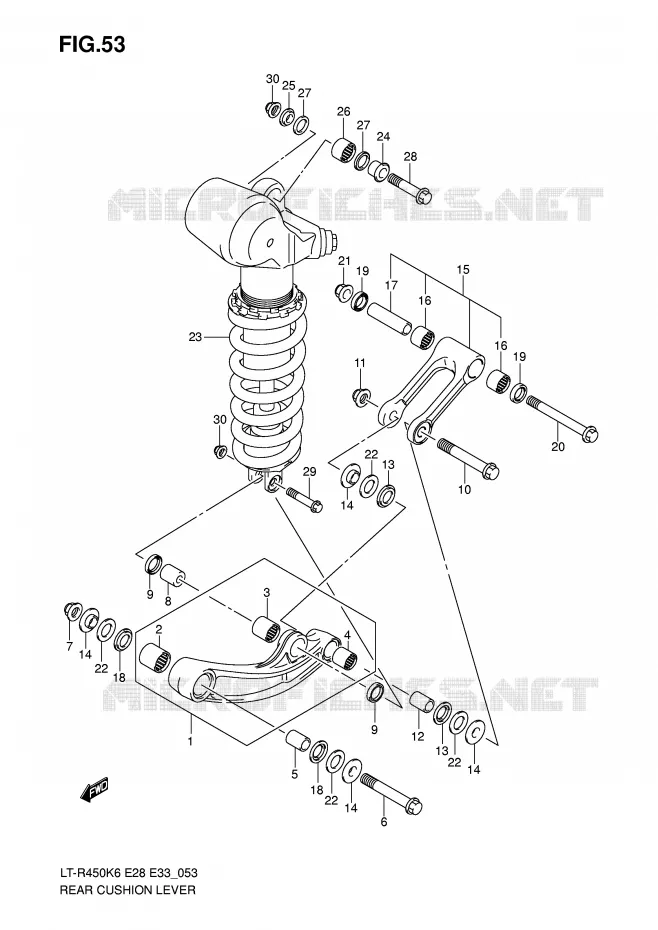 BIELLETTE DE SUSPENSION ARRIERE (MODEL K6/K7) Suzuki QUAD 450 QUADRACER 2009  LT-R450ZK9(E28/E33)