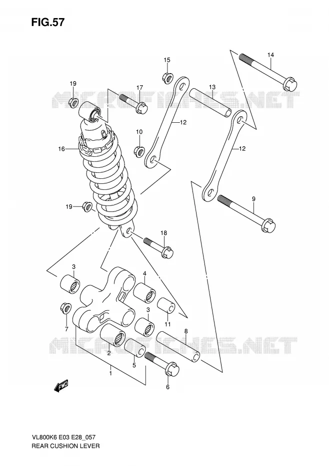 BIELLETTE DE SUSPENSION ARRIERE Suzuki MOTO 800 INTRUDER 2010  VL800TL0(E3/E28)