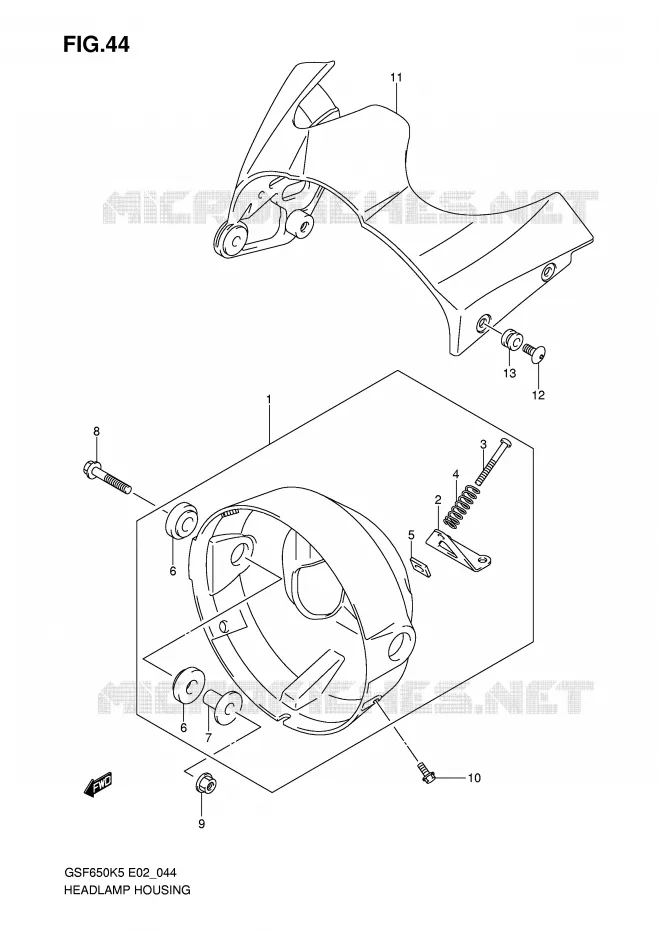 BOL DE PHARE (GSF650/A) Suzuki MOTO 650 BANDIT 2006  GSF650SAK6(E2)