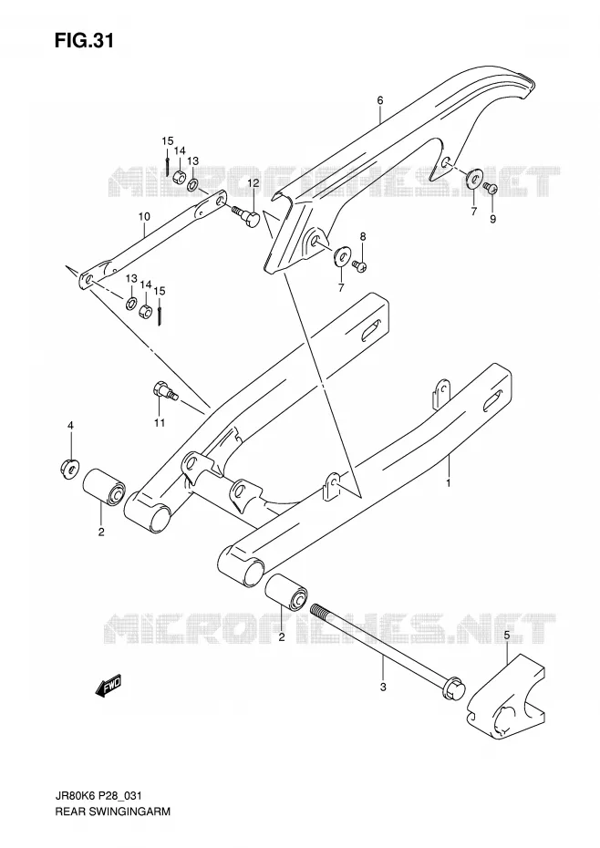 BRAS OSCILLANT ARRIERE Suzuki MOTO 80 JR 2006  JR80K6(P28)