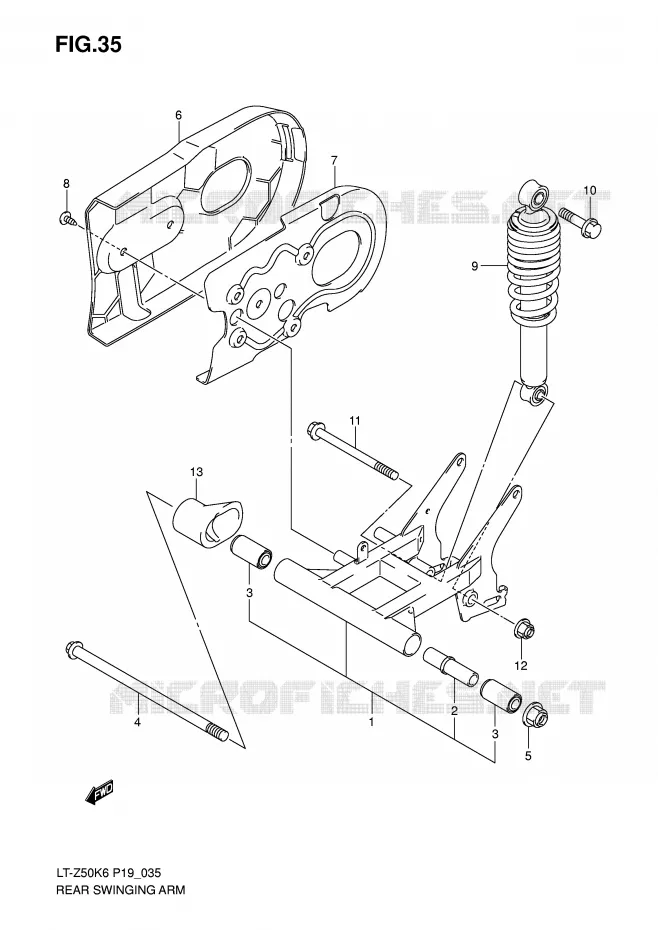 BRAS OSCILLANT ARRIERE Suzuki QUAD 50 QUADSPORT 2013  LT-Z50L0(P19)
